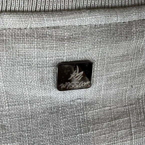 Al Wissam Jean Denim Culture Bomber Jacket Mens XXL Bone Linen Cotton‎